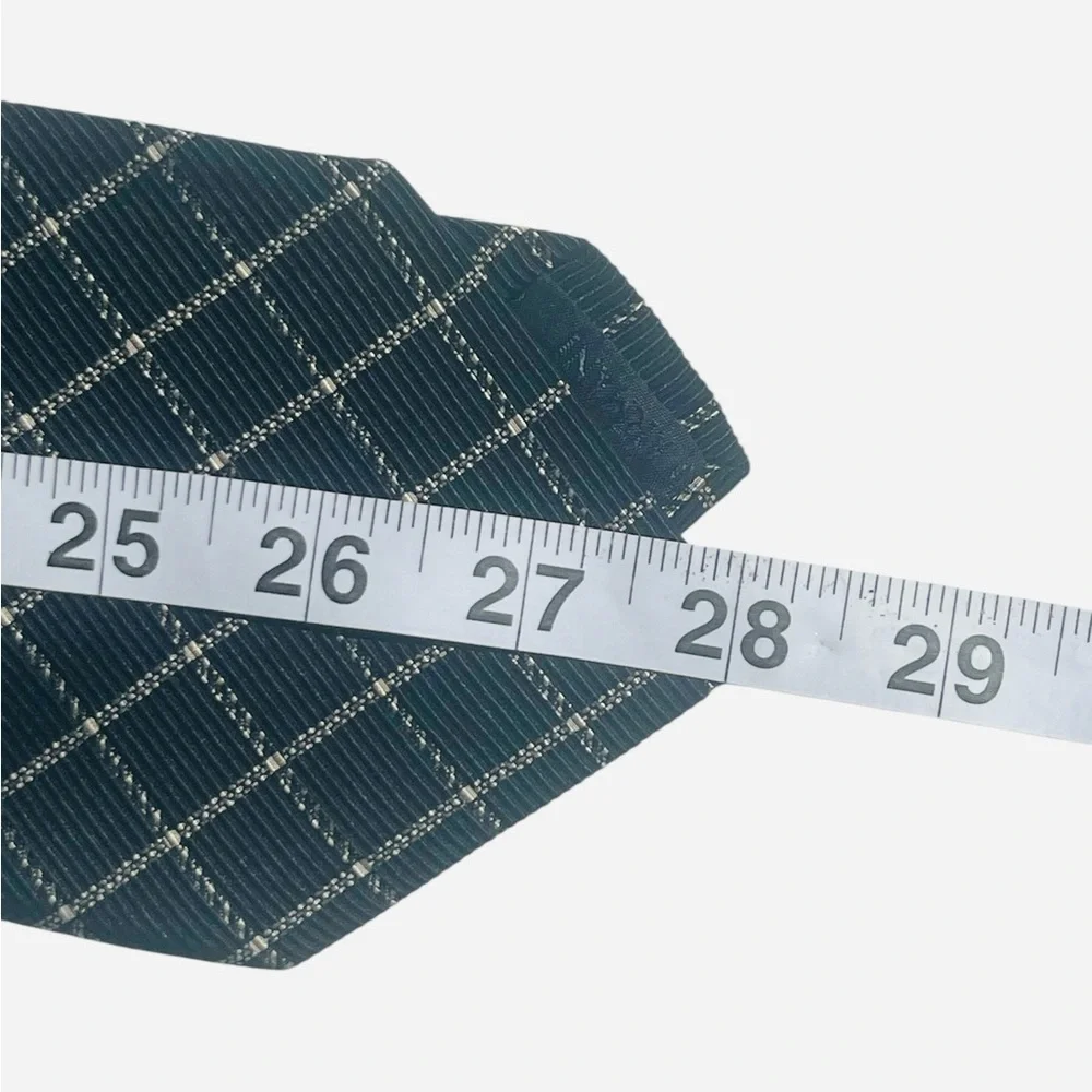 Giorgio Armani 100% silk tie black with white crosshatch pattern